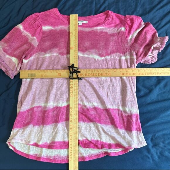 Chico's Women’s Pink and White Linen Tie-Dye Tee - Picture 8 of 8